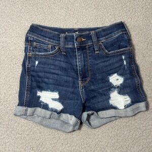 Hollister High-Rise Short 3" Dark Wash Distressed Denim Shorts Size 0 W24